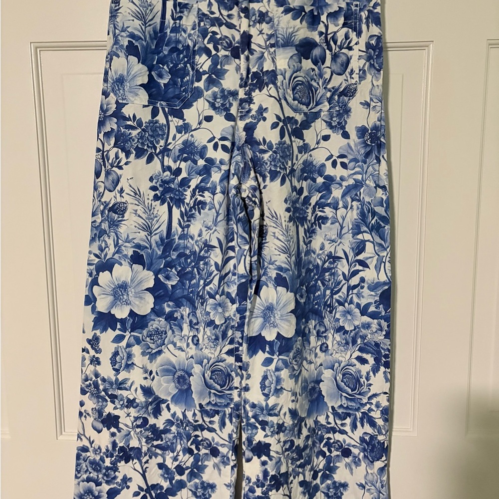 Maeve Blue Floral Wide Leg Pants - Picture 4 of 7